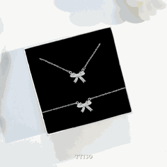 Dây chuyền, Vòng tay, Bông tai đính đá hình nơ TT130