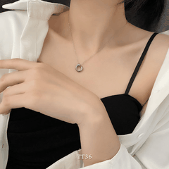 Dây chuyền nữ hình học titan không đen gỉ cá tính thời trang unisex TT36