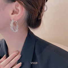 Bông tai nữ tròn xoắn đính đá phụ kiện trang sức cá tính VV119