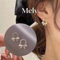 Bông tai nơ đính đá chuôi bạc 925 cao cấp kiểu dáng nhỏ xinh dể thương phong cách Hàn Quốc VV42