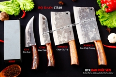 BỘ DAO BẾP CB40 thép nhíp xe cán gỗ cẩm / HTX DAO PHÚC SEN