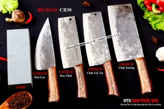 BỘ DAO BẾP CB30 cán ốp cẩm + ĐÁ MÀI