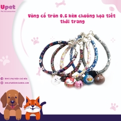 PVN272 - Vòng cổ tròn 0.6 kèm chuông họa tiết thời trang dành cho chó mèo thú cưng nhỏ , chất liệu cao cấp không gây kích ứng cho thú cưng