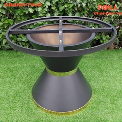 Chân bàn ăn tròn nhập khẩu sắt sơn tĩnh điện viền vàng CBANK-TV02