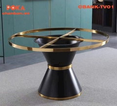 Chân bàn ăn tròn nhập khẩu sắt sơn tĩnh điện viền vàng CBANK-TV01