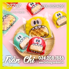 Túi DÁN đựng bánh kẹo Size 7x7cm - Hình ICON mặt VÀNG - Xấp 95-100c (D7707)