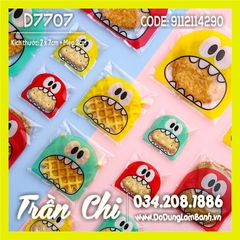 Túi DÁN đựng bánh kẹo Size 7x7cm - Hình ICON mặt VÀNG - Xấp 95-100c (D7707)