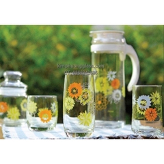 BỘ BÌNH PATIO PITCHER IN HOA VĂN + 6 LY - 1.3L