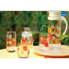 BỘ BÌNH PATIO PITCHER IN HOA + 6 LY - 1.3L