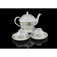 Bộ ấm trà sứ xương cành đen