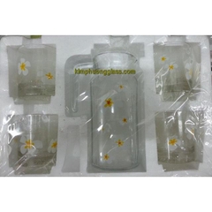 Bộ Bình 4 Cốc Hoa Trắng