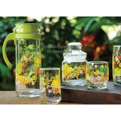 BỘ BÌNH PATIO PITCHER IN HOA + 6 LY - 1.3L