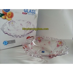 Bát pha lê bày hoa quả thả hoa