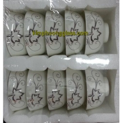 Bộ bát cơm hoa lá đen