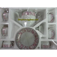 Bộ ấm chén xương đốm Hồng