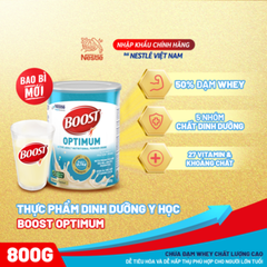 Sữa Boost Optimum 800g - cho người phẫu thuật, người già, người tiêu hóa kém- mẫu mới