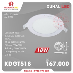 ĐÈN LED PANEL DUHAL ÂM TRẦN 18W- KDGT518