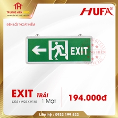 ĐÈN LỐI THOÁT HIỂM 1 MẶT HUFA CÓ MŨI TÊN HƯỚNG TRÁI EXIT L355xW25xH145MM