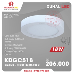 ĐÈN LED PANEL DUHAL GẮN NỔI TRÒN 18W KDGC518