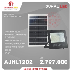 ĐÈN PHA LED DUHAL NĂNG LƯỢNG MẶT TRỜI 120W AJNL1202