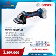 MÁY MÀI GÓC DÙNG PIN BOSCH GWS 180-LI (SOLO) 