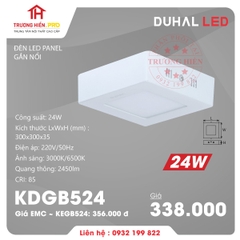 ĐÈN LED PANEL DUHAL GẮN NỔI VUÔNG 24W KDGB524 