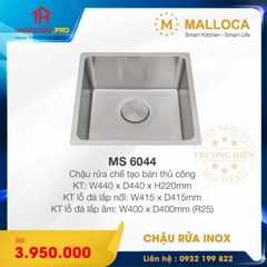  CHẬU RỬA CHÉN INOX MALLOCA MS 6044