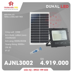 ĐÈN PHA LED DUHAL NĂNG LƯỢNG MẶT TRỜI 300W AJNL3002