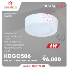 ĐÈN LED PANEL DUHAL GẮN NỔI TRÒN 6W KDGC506 