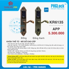 KHOÁ THẺ TỪ - MÃ SỐ CAO CẤP PHGLOCK KR6135 APP