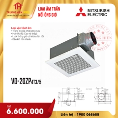 QUẠT ÂM TRẦN NỐI ỐNG GIÓ VD-20ZP4T3/5