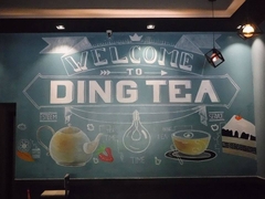 vẽ tranh tường quán trà sữa ding tea