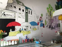 Vẽ tranh tường cafe hiện đại