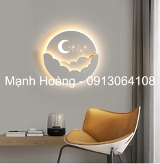 Đèn tranh led gắn tường trăng, sao và mây