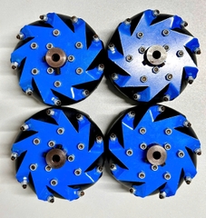 Bánh xe mecanum sắt sơn tĩnh điện đường kính 100mm(bộ gồm 2 trái, 2 phải)lỗ trục từ 8>12mm