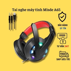 Tai nghe chụp chơi game MISDE A65 đèn LED đổi màu cổng 3.5