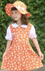 Bộ váy kèm mũ trẻ em màu cam EK03