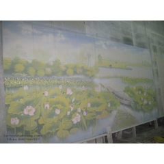 Tranh sứ ghép : Đầm sen 01