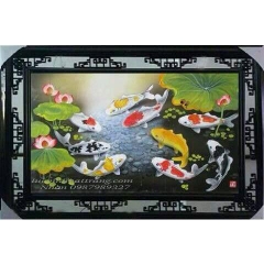 Tranh sứ Bát Tràng : Cửu ngư đồ