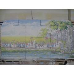Tranh sứ ghép : Vinh quy bái tổ