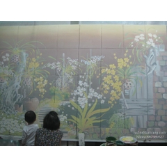 Tranh sứ ghép : Vườn lan