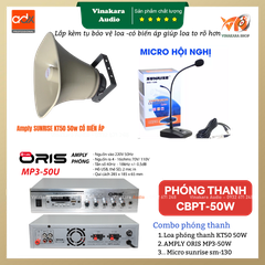 Combo hệ thống loa phóng thanh 50w ngoài trời CBPT-50W