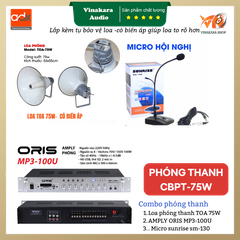 Combo loa phóng thanh CBLP-75W (1 micro + 1 amply + 1 loa 75w)