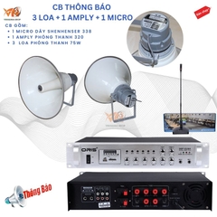 Cb Loa thông báo cho trường học, văn phòng, 3 loa, 1 amply, 1 micro dây ADX 320A