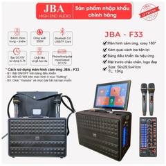 Loa xách tay JBA F33 có màn hình, 2 micro UHF, hàng chính hãng
