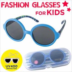 Kính râm chống tia UV cho bé (gọng xanh tròn)- Hàng Nhật nội địa