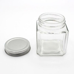 Lọ thủy tinh dáng vuông, nắp kim loại 380ml Echo - Hàng Nhật nội địa