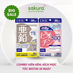 DHC Combo Kích Mọc Tóc 30 Ngày Nhật Bản ( DHC Kẽm, DHC Biotin)