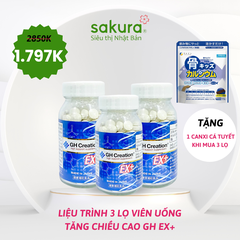 Liệu Trình 1 Năm 3 Lọ Viên Uống Tăng Chiều Cao GH EX+ 270 Viên( Tặng Bột Canxi Cá Tuyết)  - Hàng Nhật nội địa