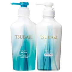 Cặp dầu gội dầu xả Tsubaki màu xanh cho tóc suôn mượt mềm mại - Hàng Nhật nội địa